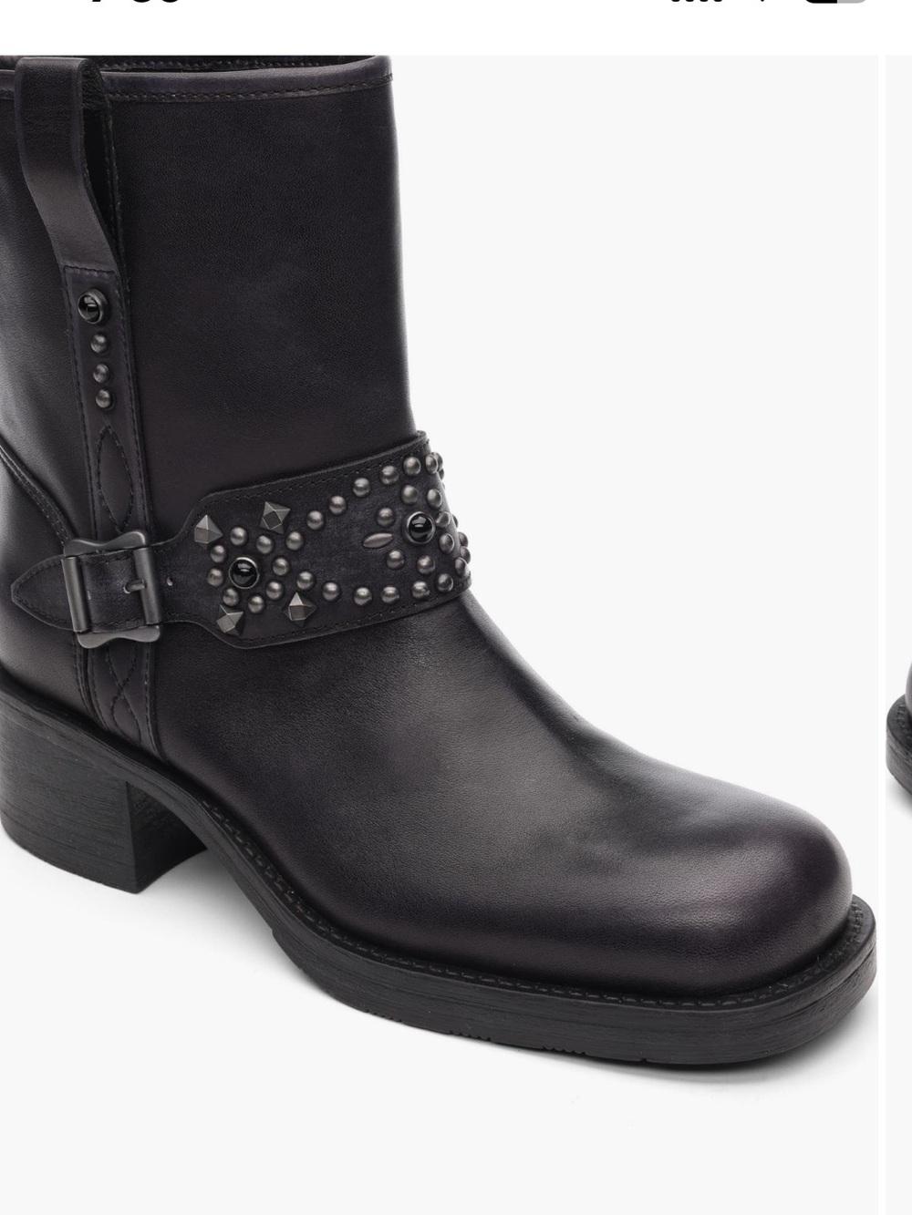 Ash Black Studded Leather Moto Boots